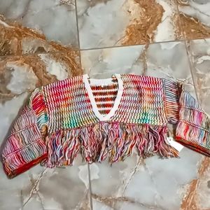 Brand New Ivory Rose Crochet sweater